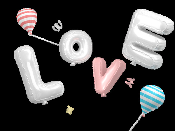love彩色气球创意艺术字设计
