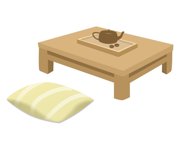 日本桌子茶具和垫子
