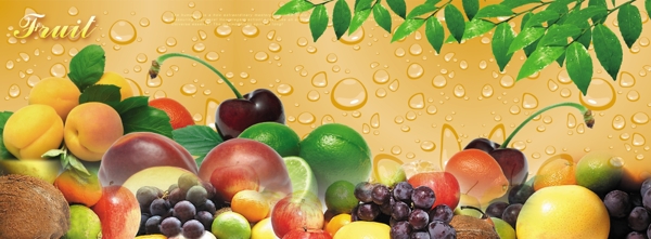 水果分层素材水滴背景图片