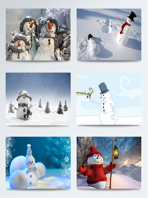 一组冬季雪人背景图集