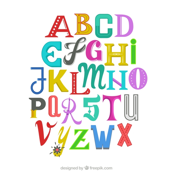 彩色字母艺术字图片