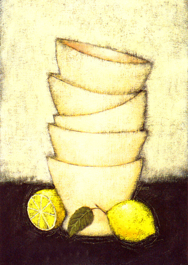柠檬油画图片