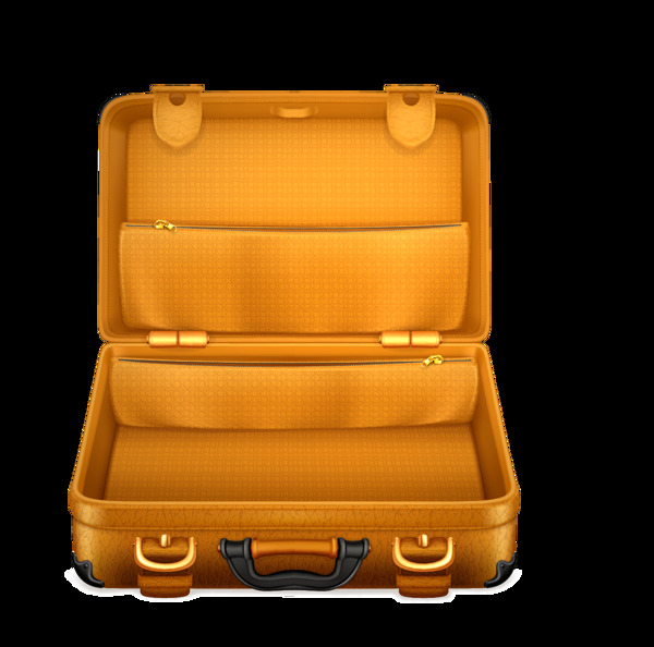 卡通黄色行李箱png元素