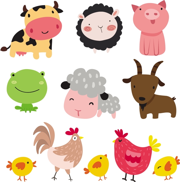 各种农场动物插图集合