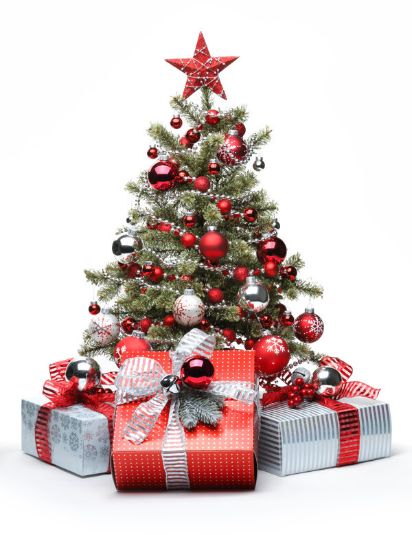 圣诞树与礼品背景图片
