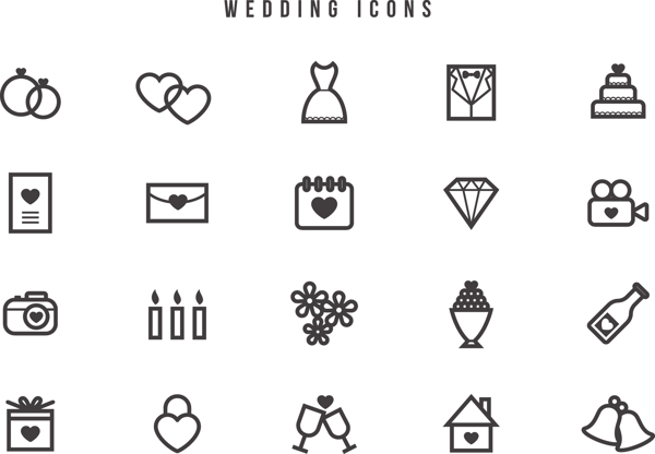 婚礼矢量图标icons