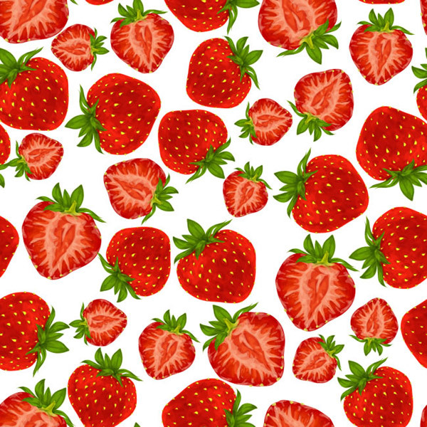 红色草莓无缝背景矢量素材下载
