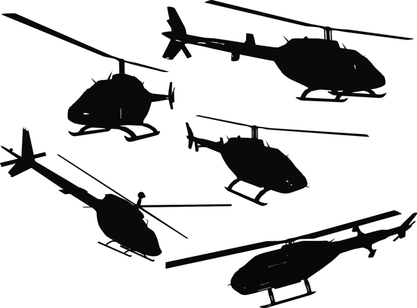 直升机的剪影