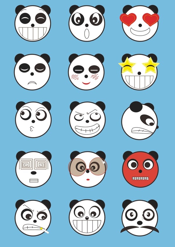 各种表情的熊猫