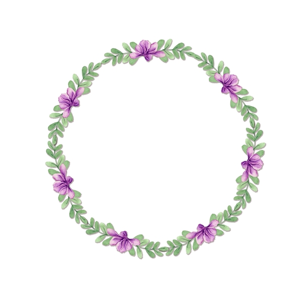 手绘紫色花边框元素