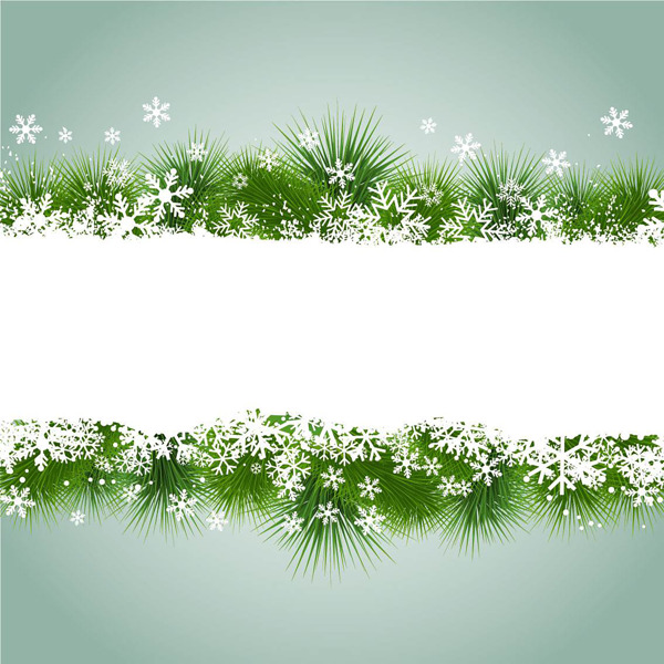 冬季绿色雪花背景图1