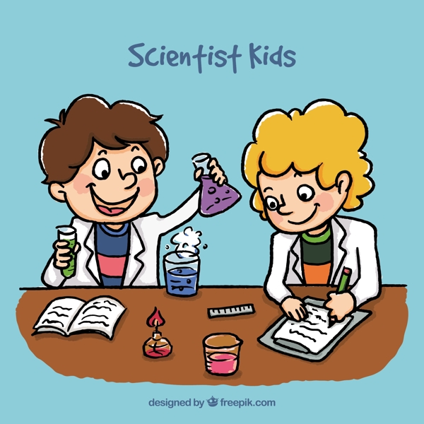 卡通科学家的孩子