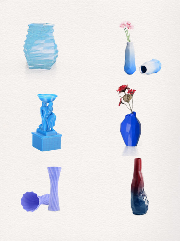 高贵蓝色科技打印花瓶