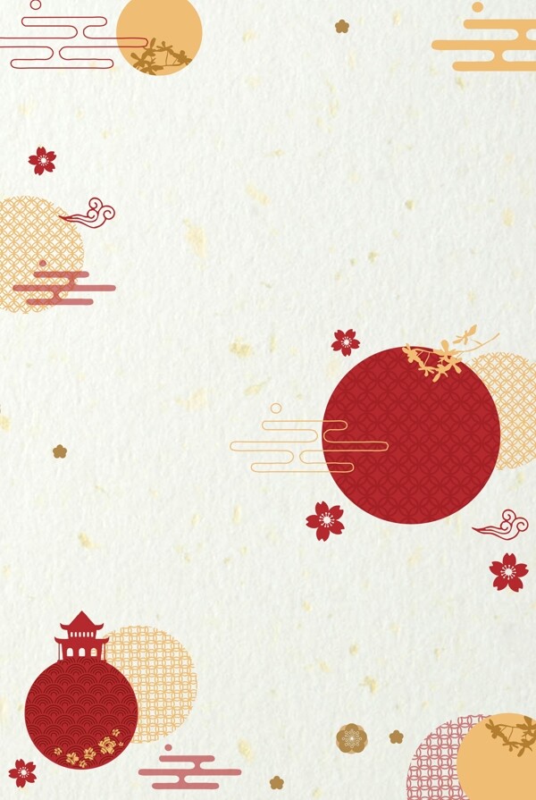 红色日式和风纹饰背景图片