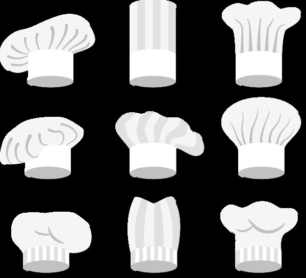扁平风格各种厨师帽免抠png透明图层素材