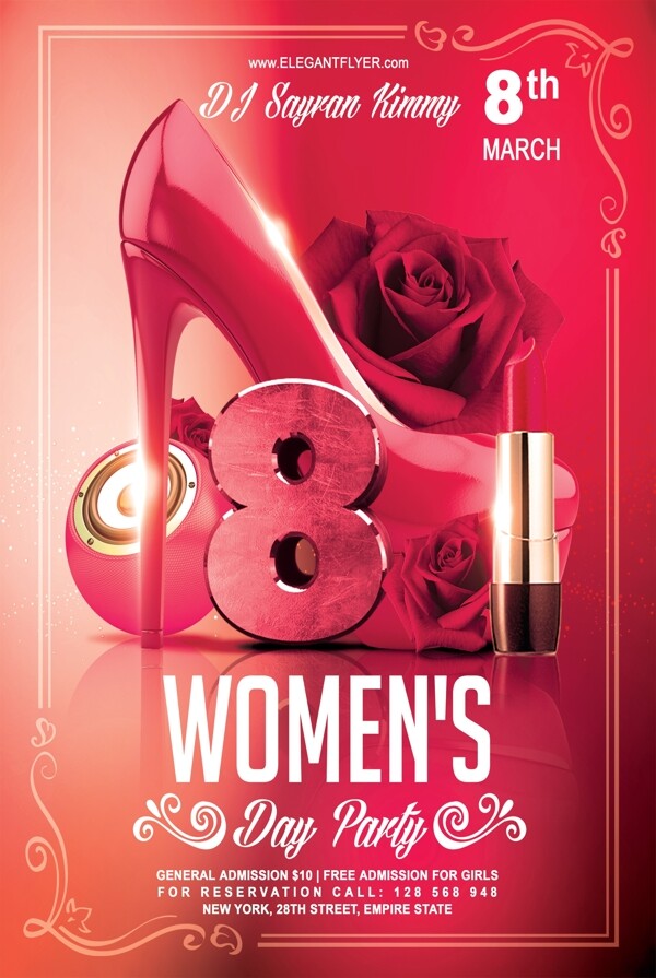 红色38妇女节促销海报模板