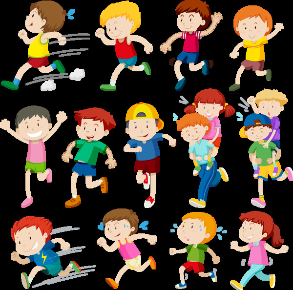 卡通小孩跑步者免抠png透明图层素材