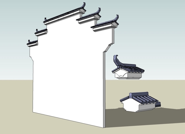 马头墙3D模型图片