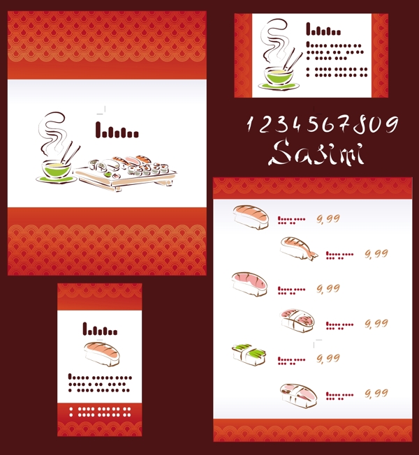 寿司菜单模板矢量素材图片