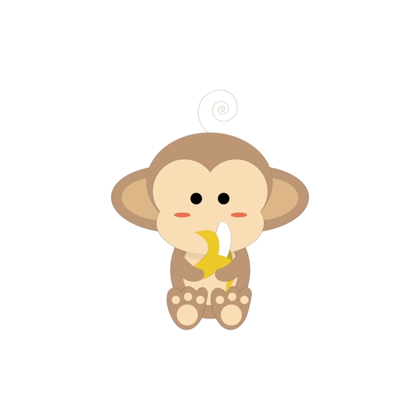 卡通猴子矢量吃香蕉