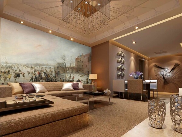 沙发背景墙欧式奢华室内设计
