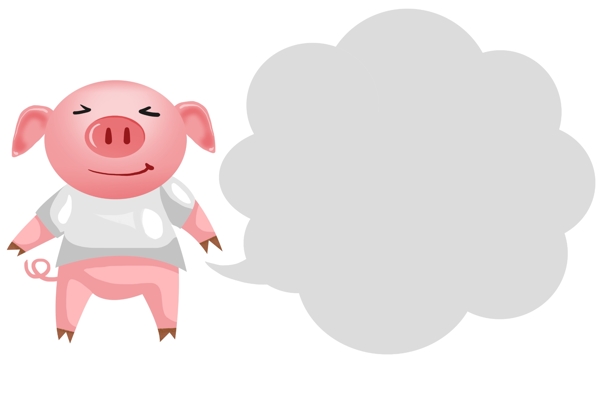 手绘小猪和对话框插画