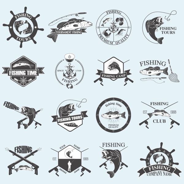 航海钓鱼标志设计