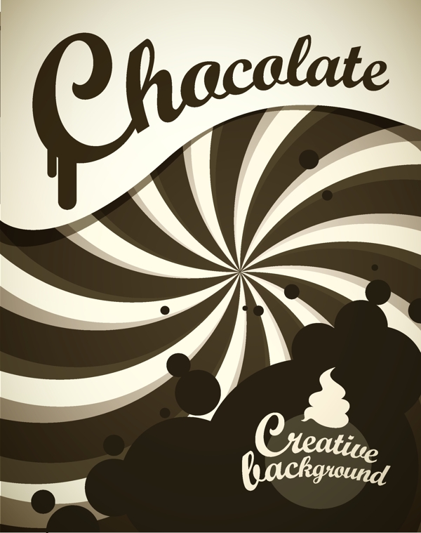 螺旋纹元素巧克力海报矢量素材