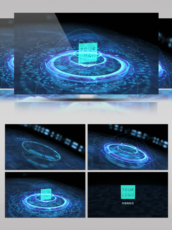 高科技感UI动画效果演绎标识片头模板