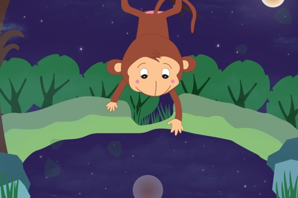 猴子捞红包创意插画