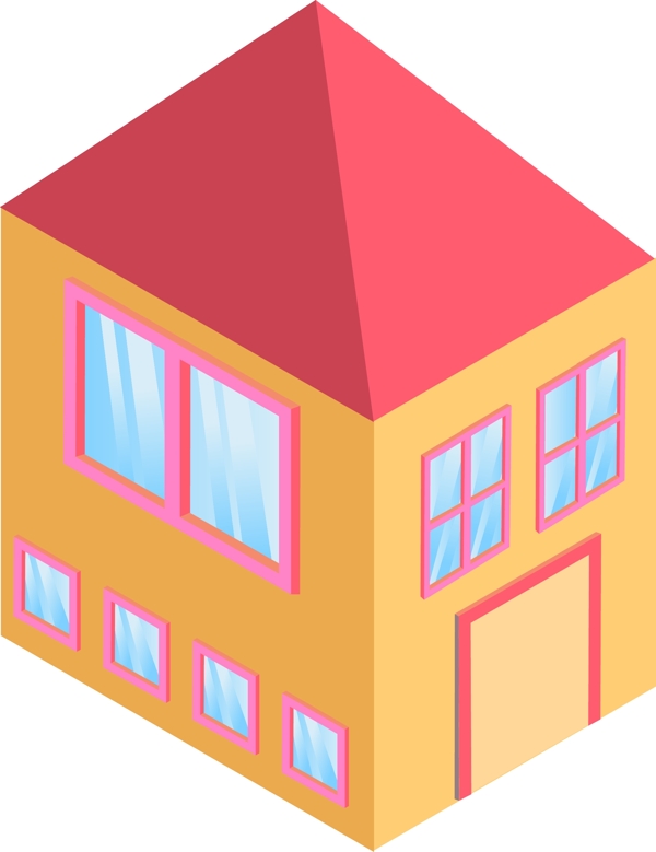 2.5D风格双层房屋建筑元素可商用