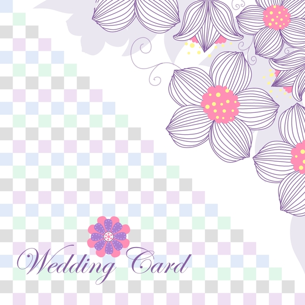 婚礼花纹卡片矢量模板素材