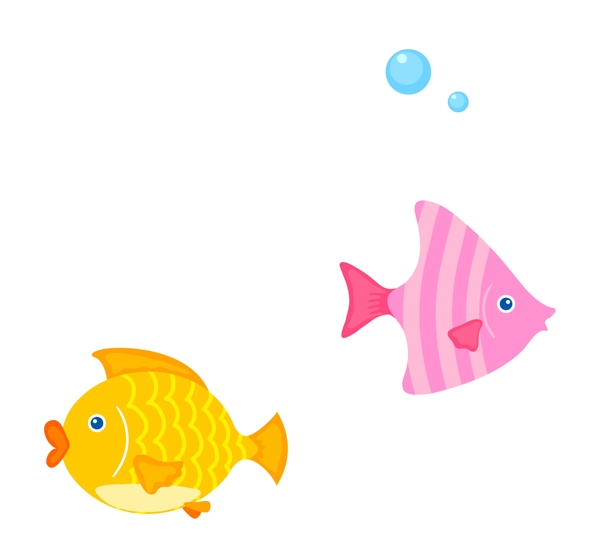 卡通动物鱼气泡