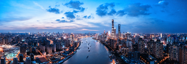 航拍上海城市夜景图