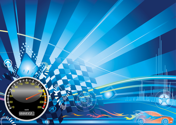 速度与赛车主题海报矢量素