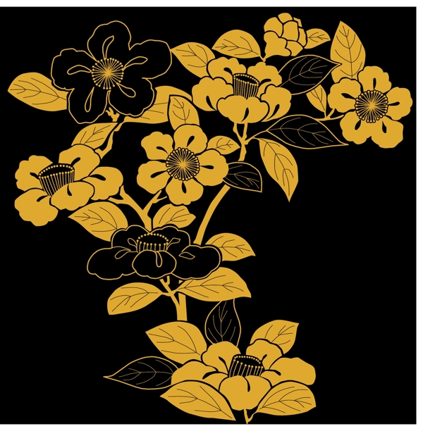 黄色花枝装饰图案