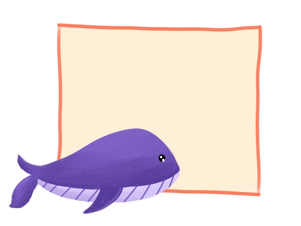 蓝色鲸鱼装饰边框插画