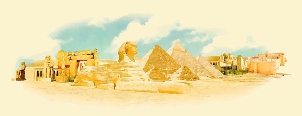 埃及景点建筑插画
