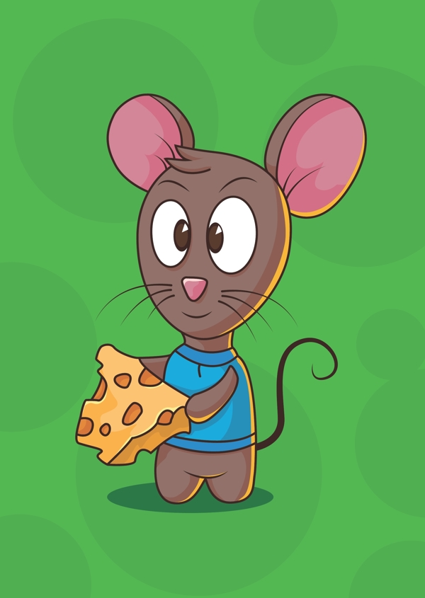 卡通吃奶酪的老鼠