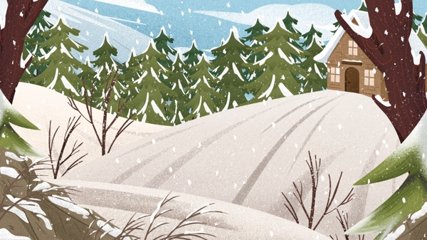 唯美冬季树林雪地冬日雪景背景素材