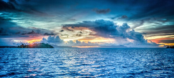 唯美海面夕阳风景图片