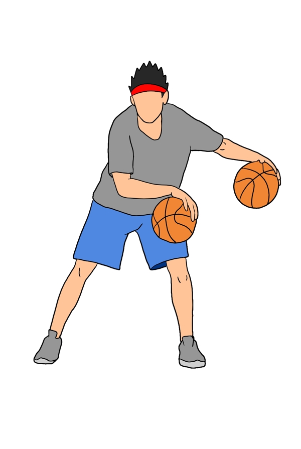 花式篮球玩耍插画
