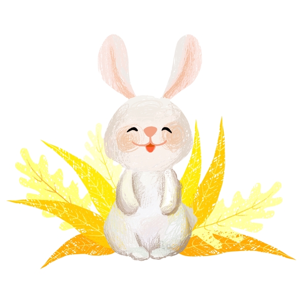 手绘可爱小兔子原创元素