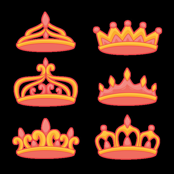粉红色金色皇冠图标免抠png透明图层素材