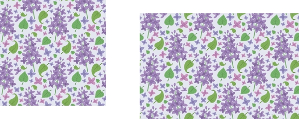 紫色丁香花和叶子无缝背景矢量