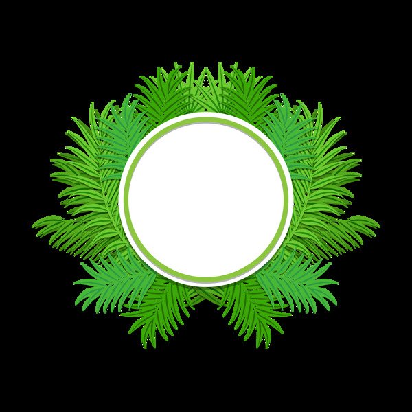 绿叶圆形花边免抠png透明图层素材
