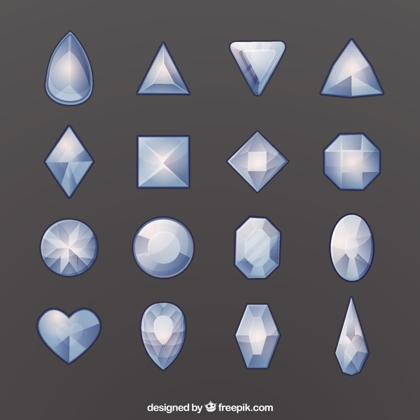 不同种类形状的宝石矢量素材
