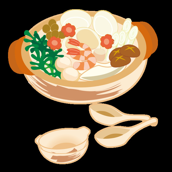 手绘砂锅食物元素素材