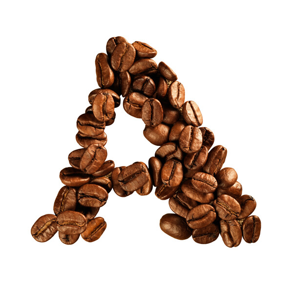 咖啡豆组成的字母A