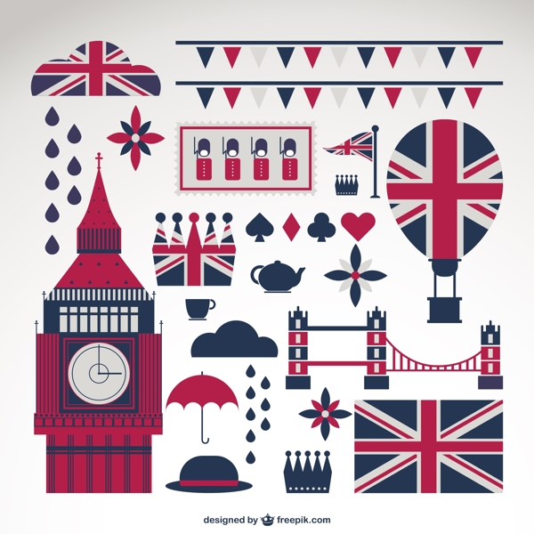 伦敦元素与英国国旗收藏